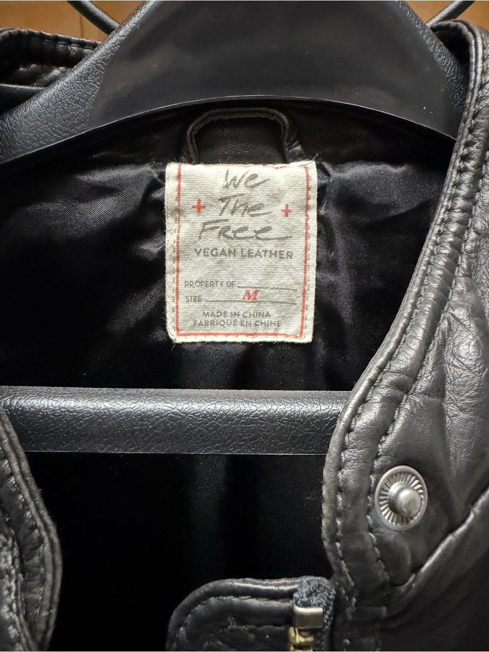 We The Free Black Leather Moto Jacket with Zipper Details - Picture 2 of 3
